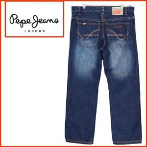 NWT Pepe London Distressed Dark-Wash Baggy Jeans Men's 38x32